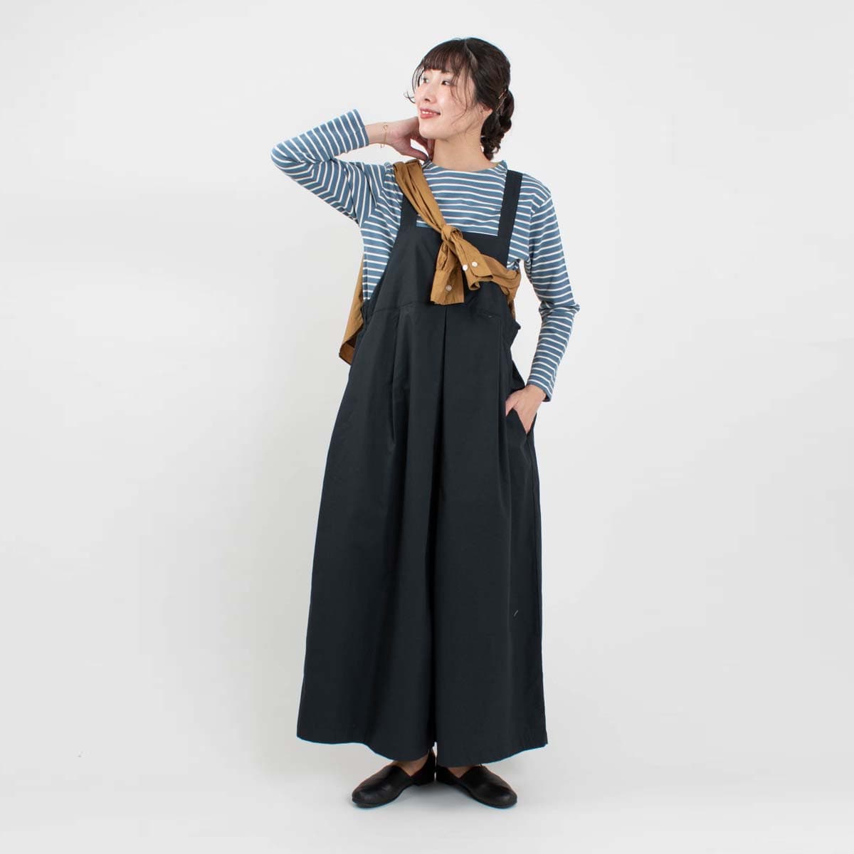 blue willow 綿タイプライターサロペット｜ナチュラルファッション