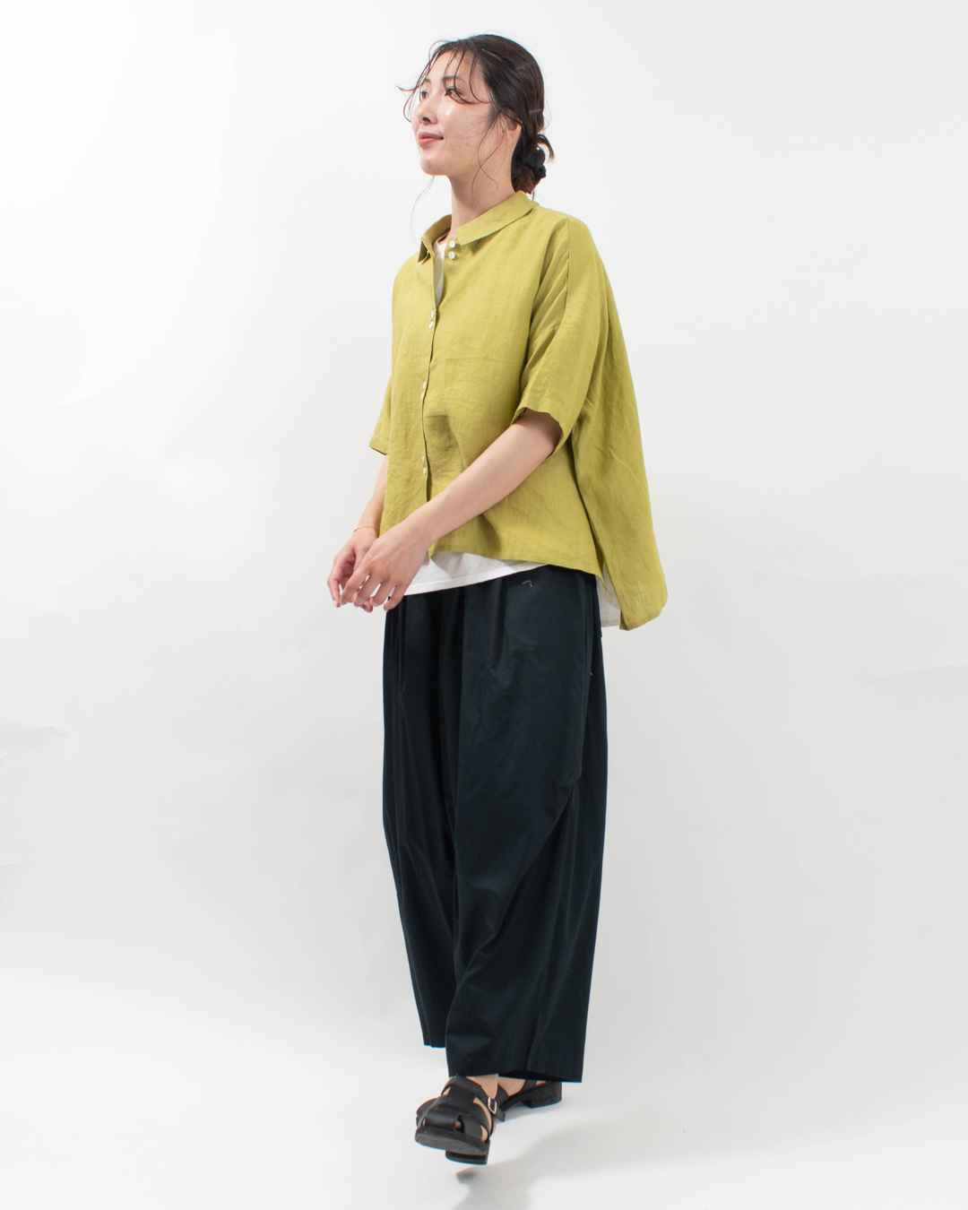 01EUP11236 blue willow リネンボタンシャツ