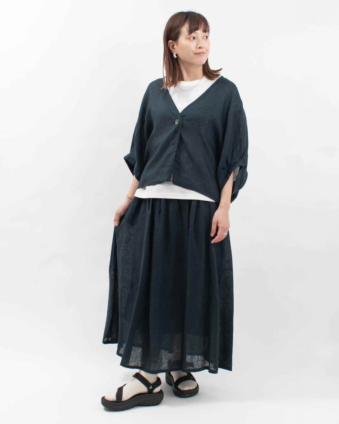 01EUP17301 blue willow リネンガーゼハオリ