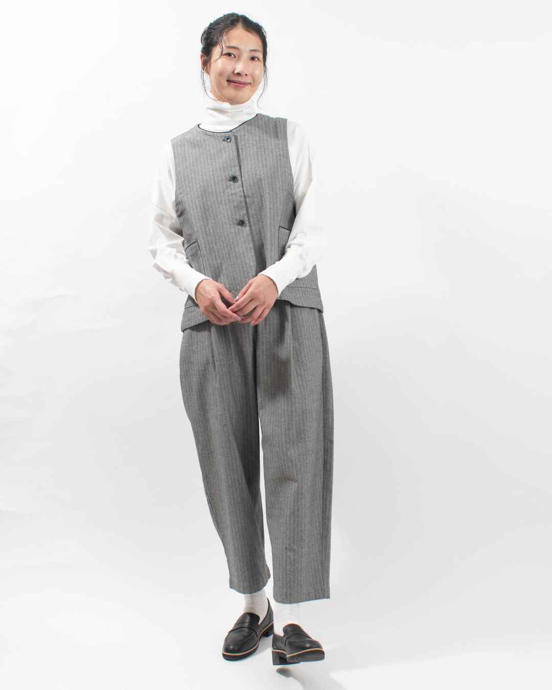 01EWP16521 blue willow コットン配色パイピングベスト