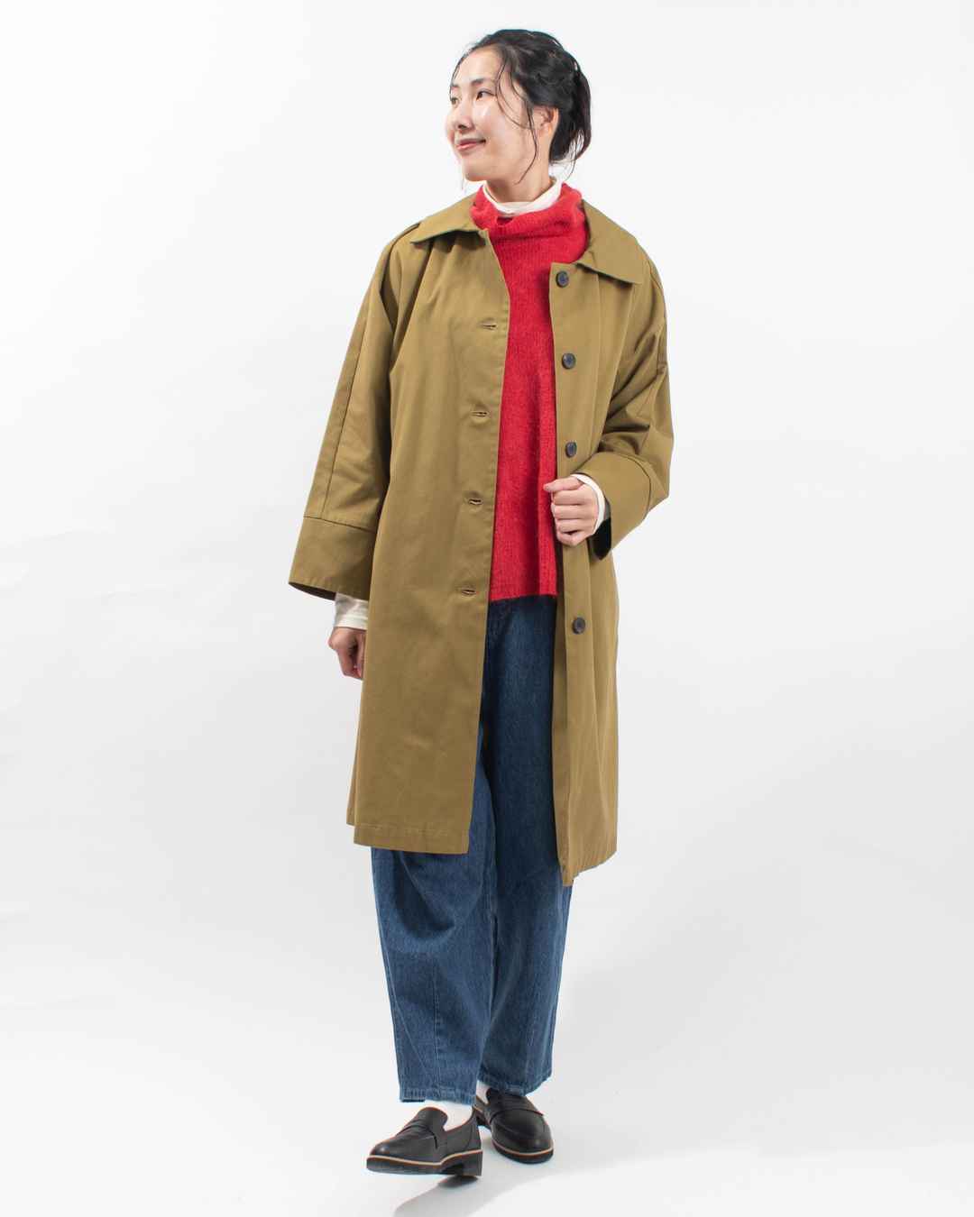 01EWP18513 blue willow コットンツイルフラットカラーコート