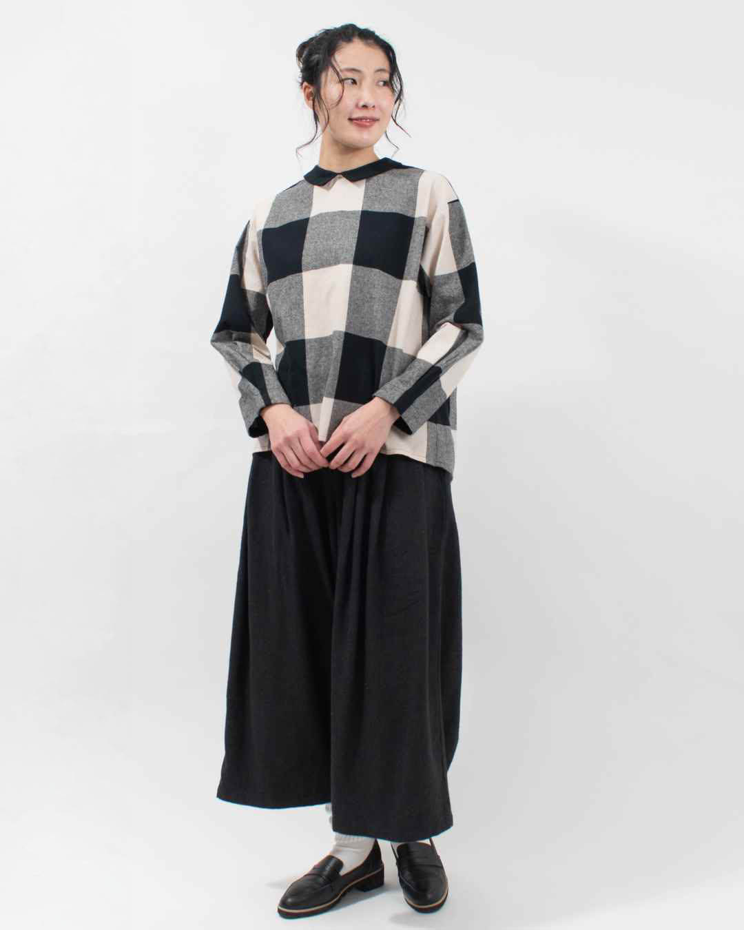 01EWS14608  blue willow コットンリネン太番手ツイルワイドパンツ