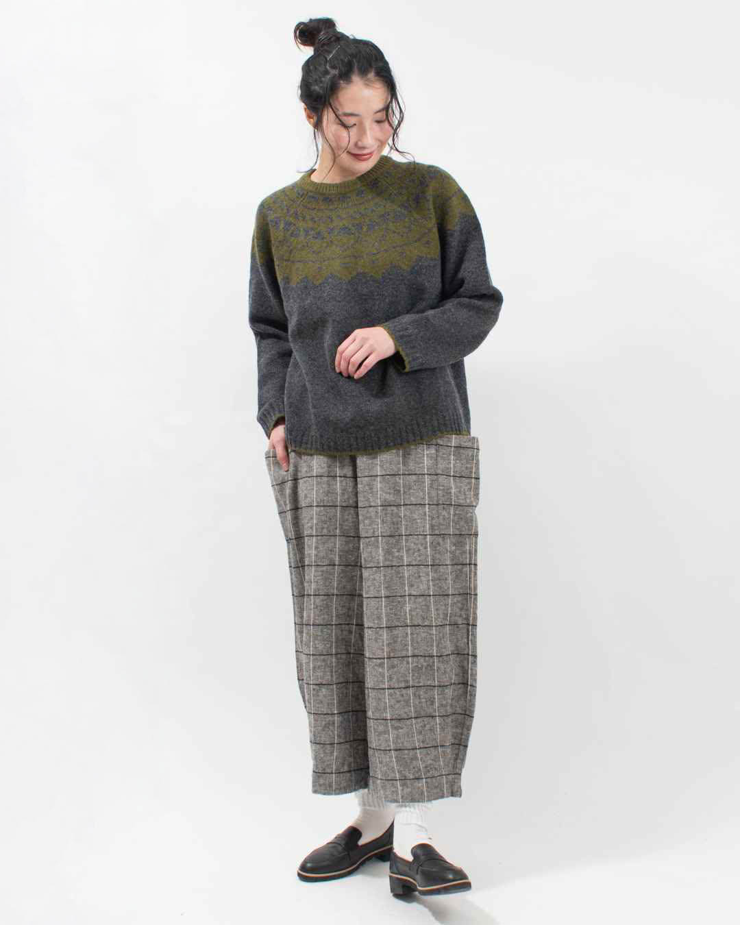 01EWS14614  blue willow コットンリネンヘリンボンサイドポケットパンツ