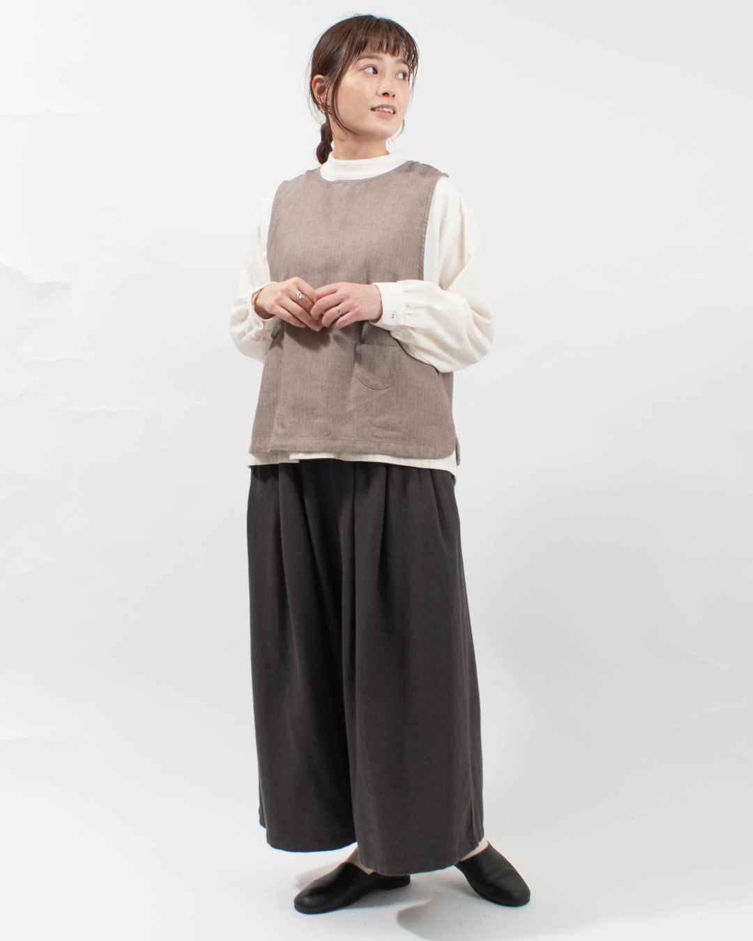 01EWS16613  blue willow コットンリネンヘリンボンベスト