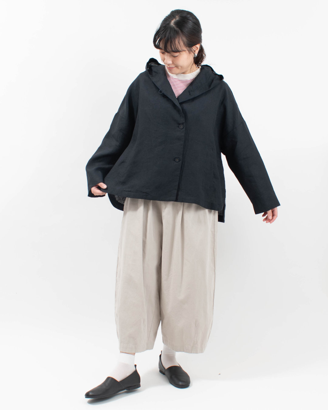 01FFP17423  blue willow リネンフードブルゾン