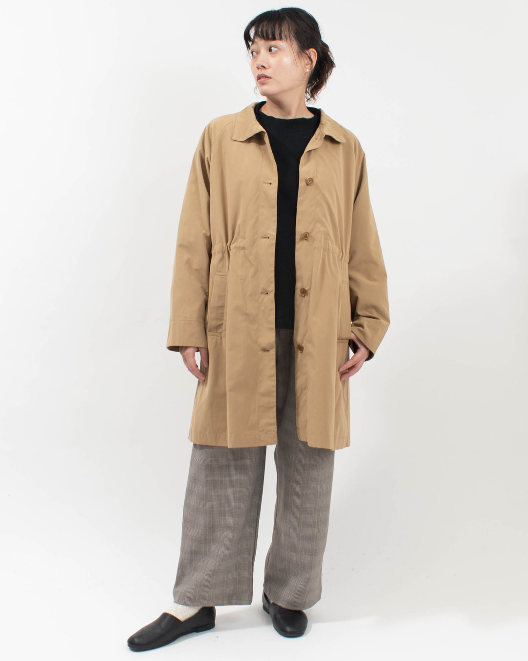01FFP18444  blue willow ポリエステルコットン裏付きハオリコート