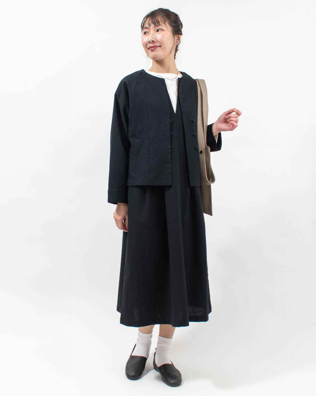 01FSP13015  blue willow コットンリネン変わり織りジャンパースカート