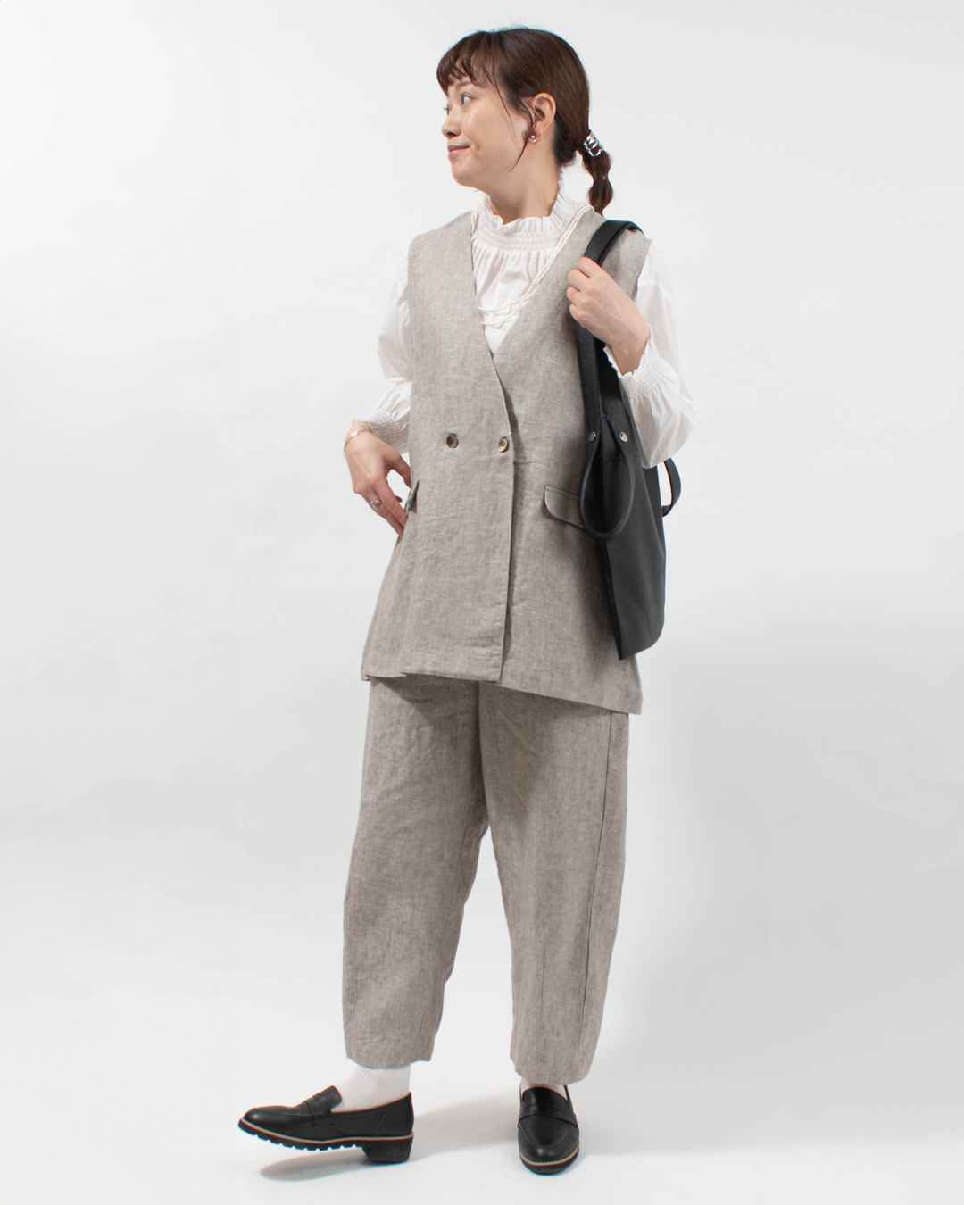 01FSP14003  blue willow リネン太番手パンツ