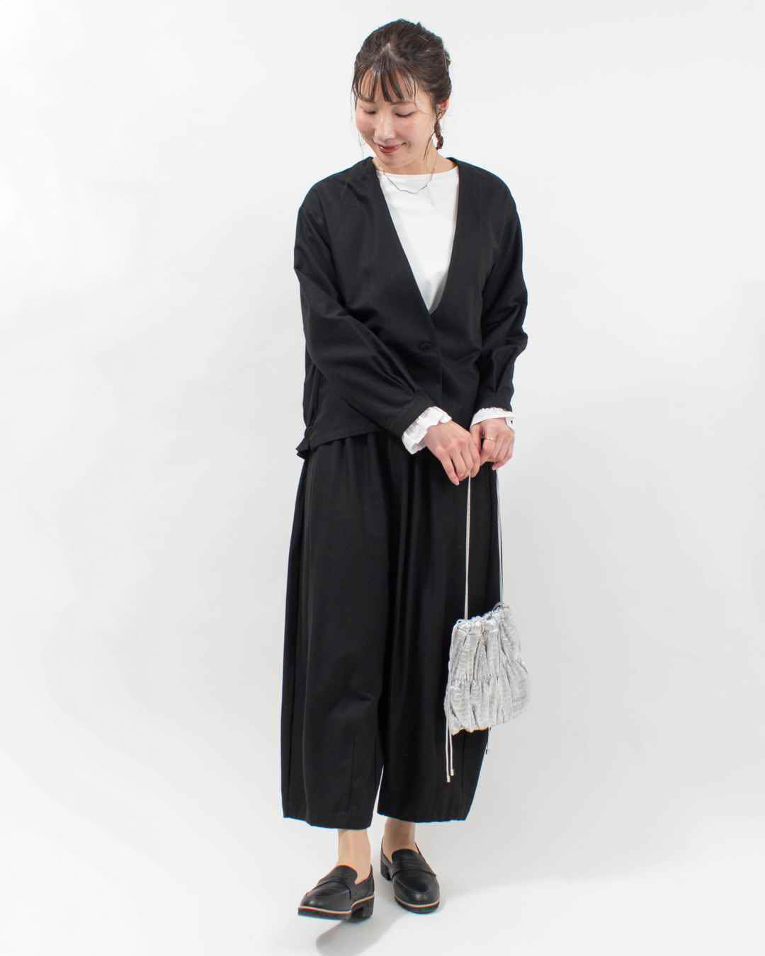 01FSP17007  blue willow コットンレーヨンノーカラージャケット