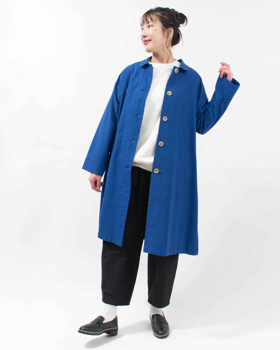 01FSP18030  blue willow コットンオックスステンカラーコート