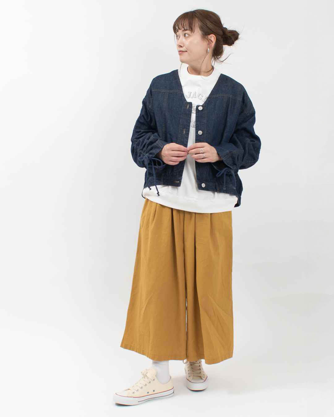 1ST-004 nuance of F キャザースリーブデニムカーデ
