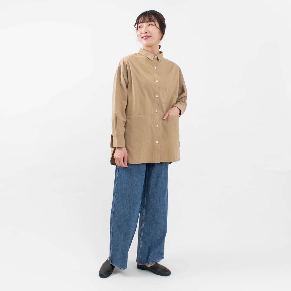 ichi 近江晒タイプライターシャツ｜ナチュラルファッション