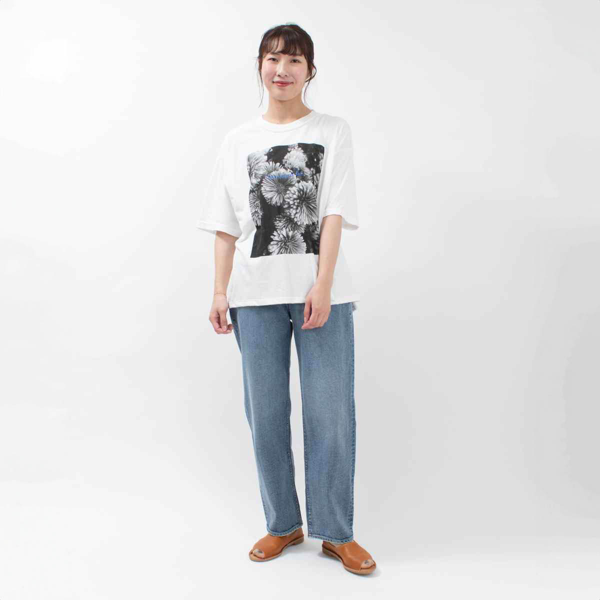 240154 ichi フォトプリントTシャツ