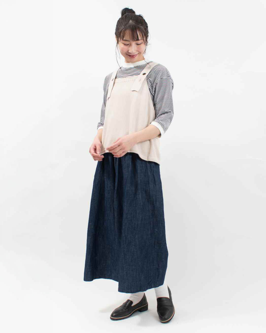 2511067 sloe リネンデニムガウチョパンツ