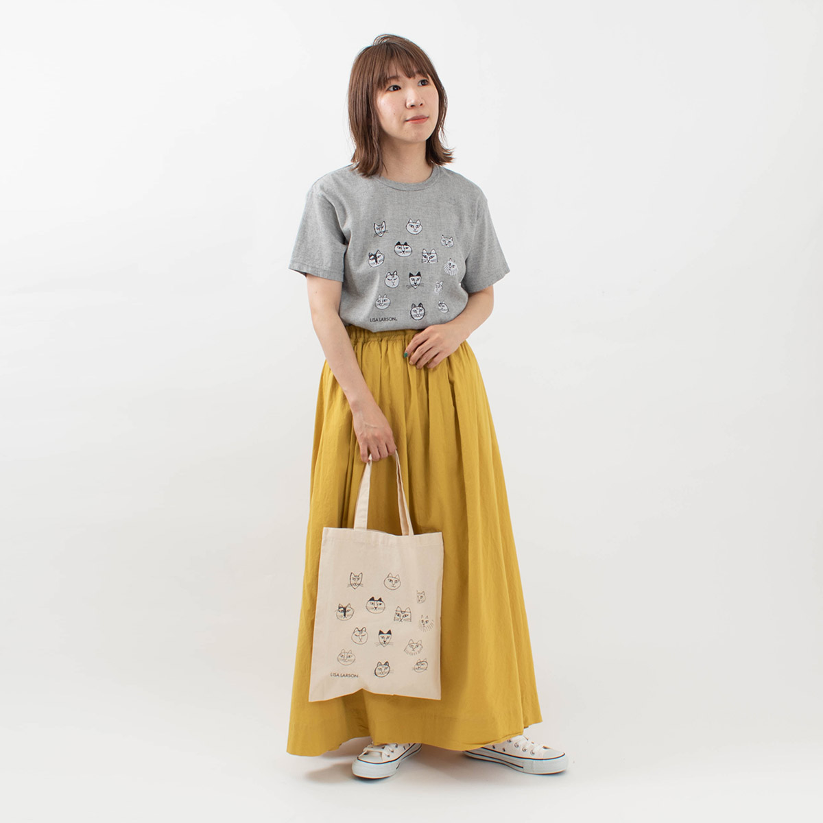 BIWACOTTON リサ・ラーソン_プリントＴシャツ”ねこのかお”｜ナチュラルファッション・ナチュラル服の通販