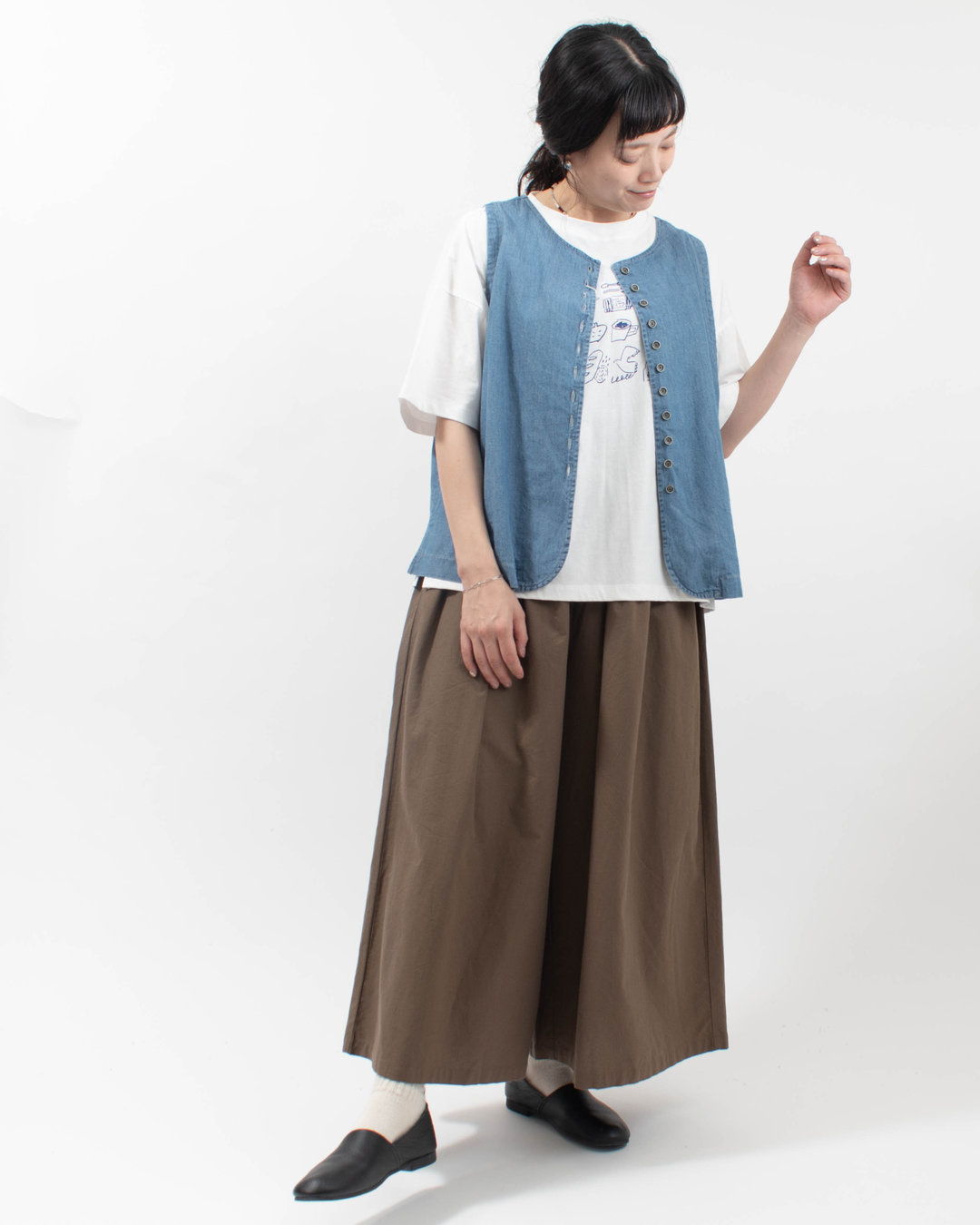 4401911  sloe 綿麻ボタンいっぱい2WAYデニムベスト