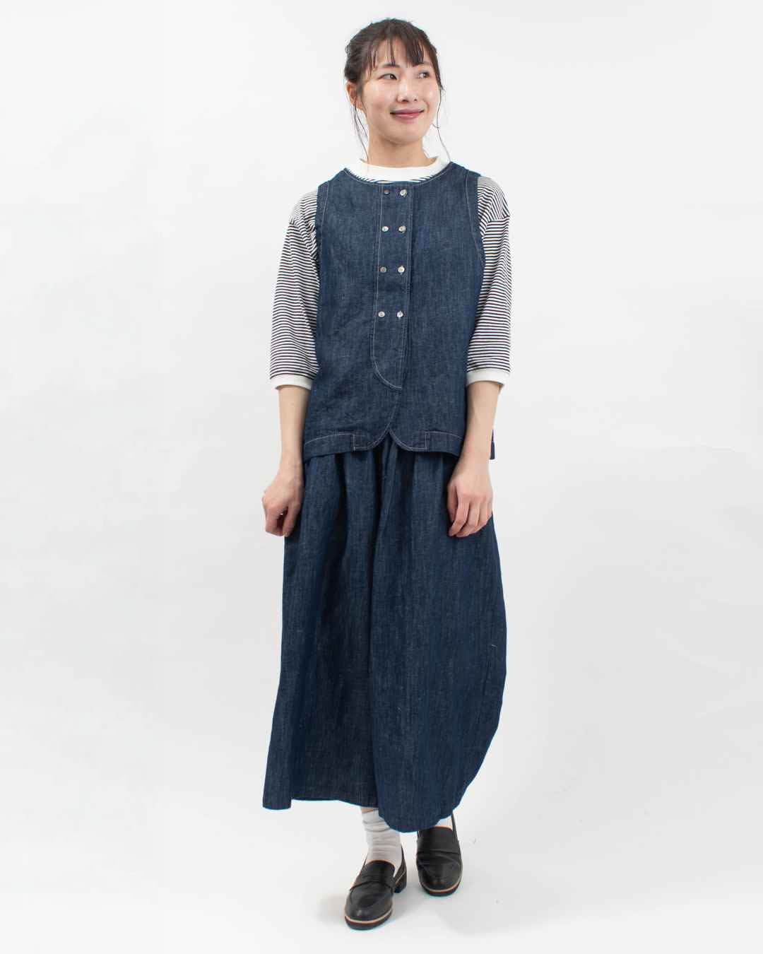 4411039  sloe リネンデニムWボタン前後2WAYベスト