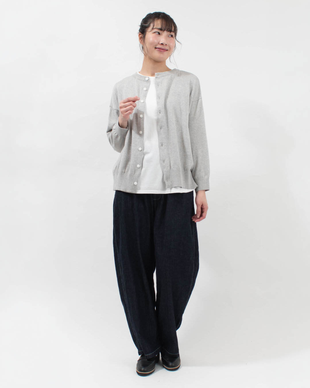 650710  NARU 綿コーマ 14G天竺 2WAYニットカーディガン