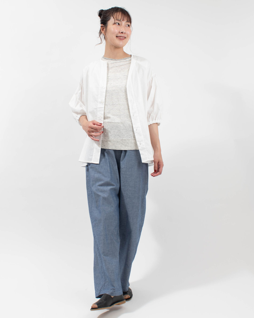 671916  NARU クリアワッシャーローン ロングシャツ 
