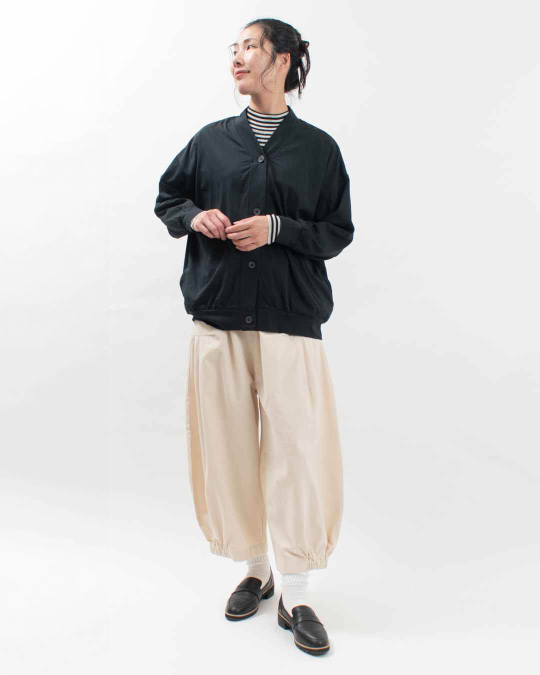 758-304 Bliss bunch オーガニックスプライ天竺 オーバーサイズVネックカーディガン