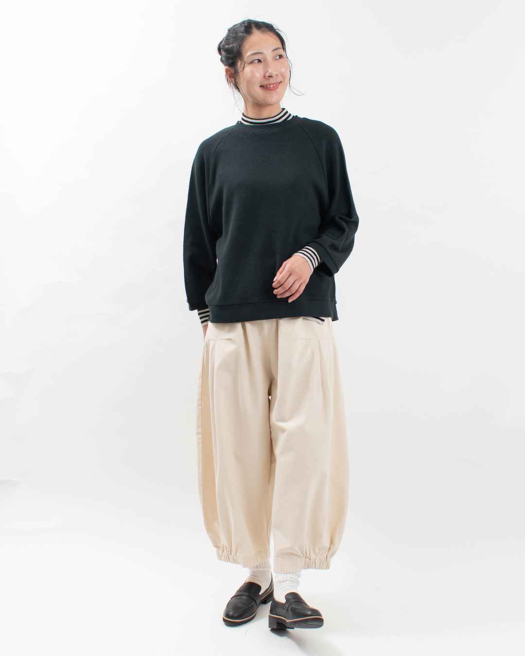 758-345 Bliss bunch リバイバルハニカム ラグランワイドプルオーバー（8分袖）