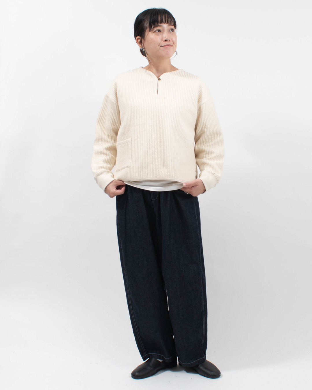 768-502  Bliss bunch コールキルト キーネックプルオーバー