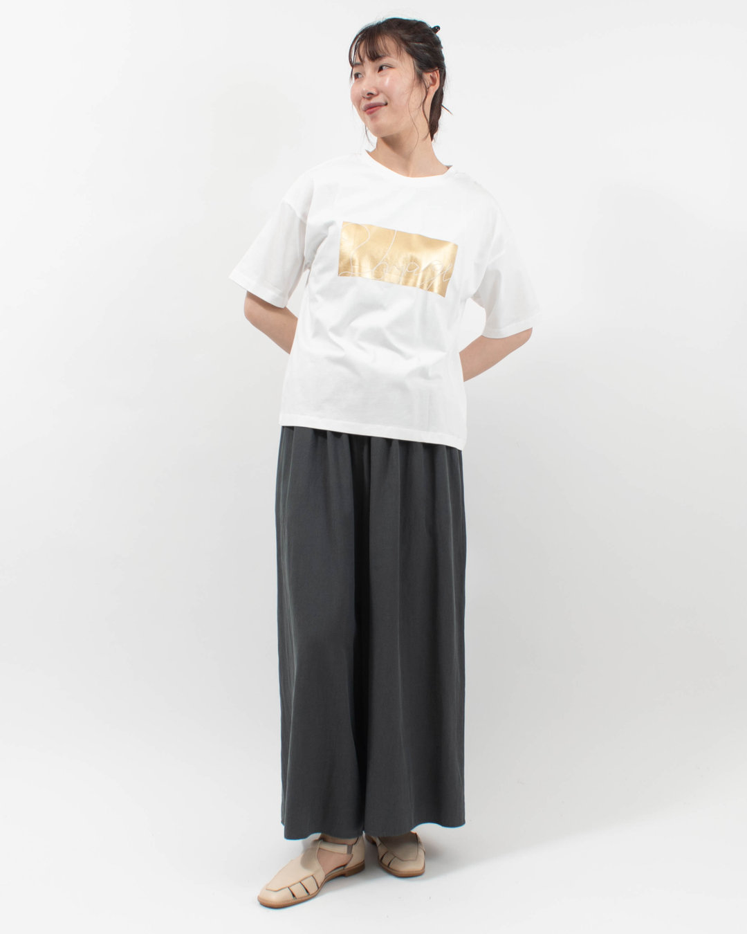 980-25102  vingtrois ドライタッチコットン 箔プリントT