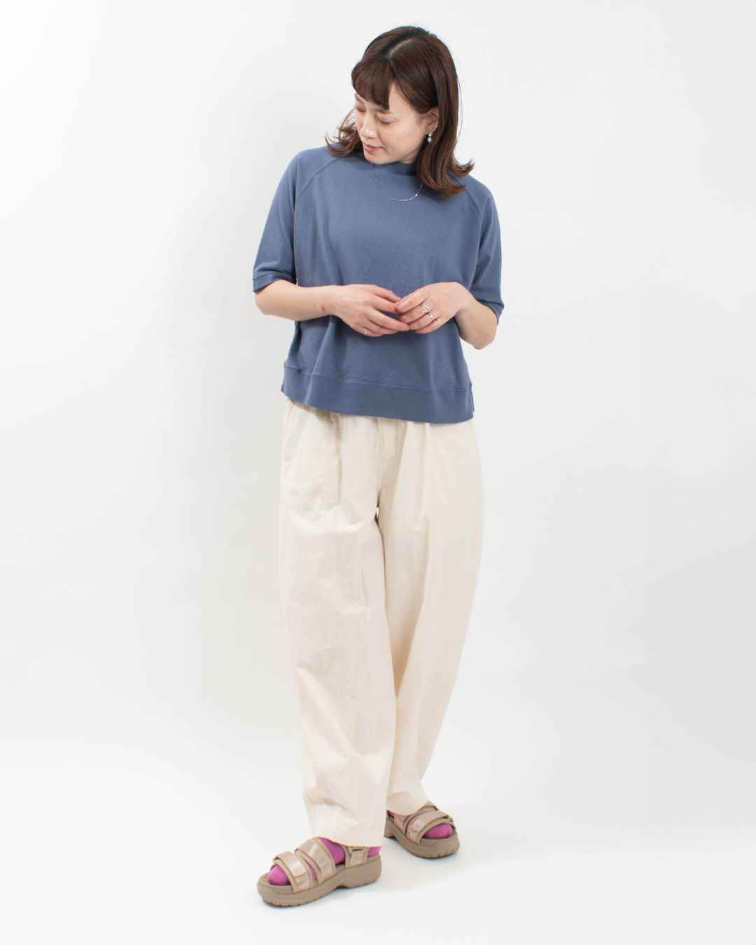 B-491002  BLUE LAKE MARKET アメリカンドライ天竺||ラグランプルオーバー