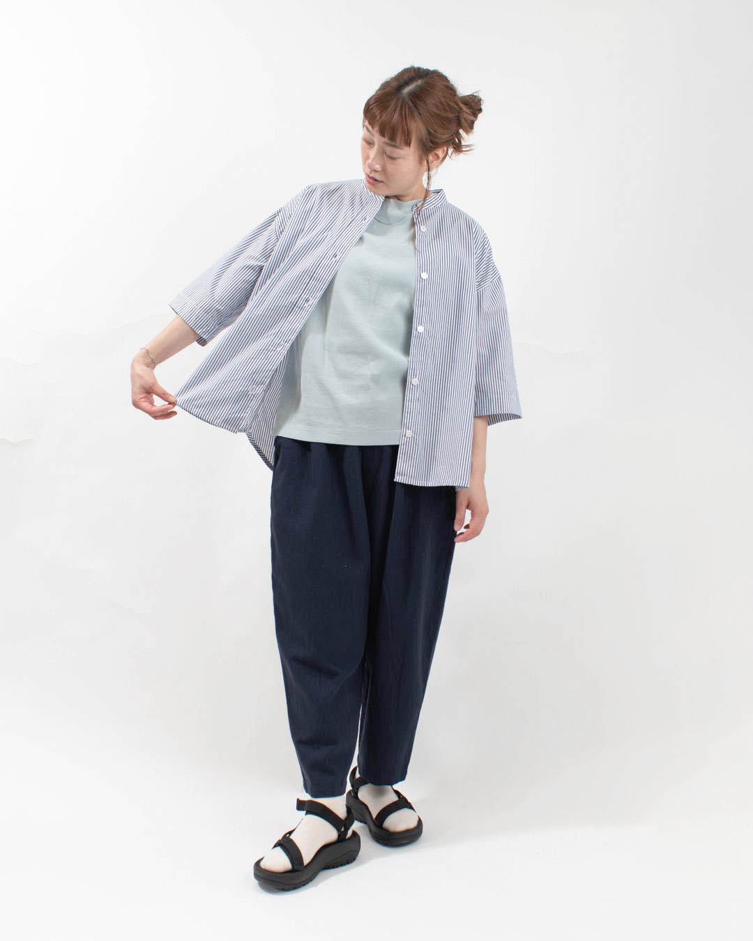 【SALE】Blue Lake Market(ブルーレイクマーケット) ブロードギンガムヘムラウンドシャツ(B-500015)※セール商品の為、送料無料サービス対象外 Blue Lake Market(ブルーレイクマーケット) ブロードギンガム