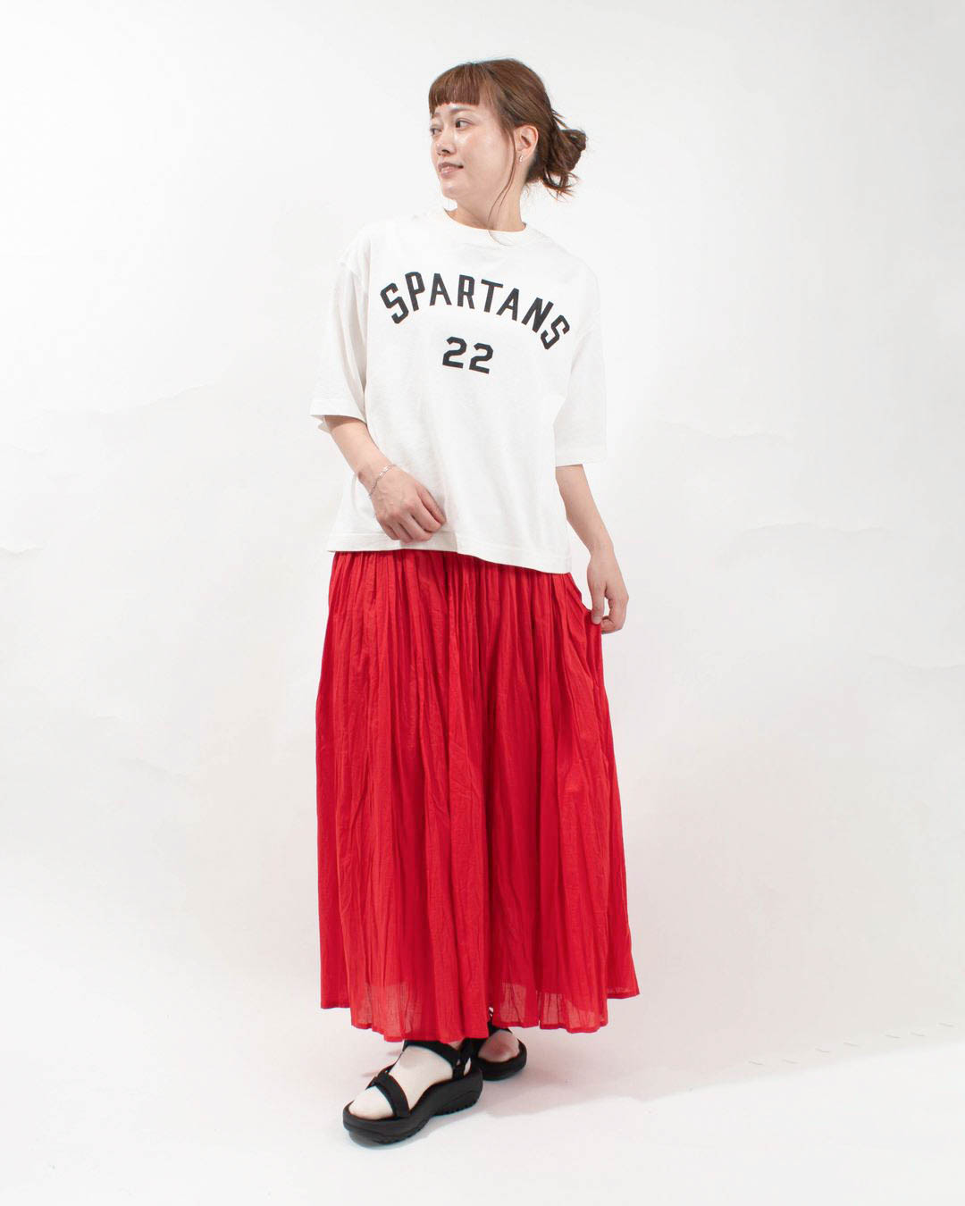 BLUE LAKE MARKET アメリカンドライ天竺|||6分袖ボックスプリントTee「SPARTANS22」B-501001 レディース ナチュラル ファッション コーデ 服 30代 40代 50代 BLUE LAKE MARKET アメリカンドライ天竺|||6分袖ボックス
