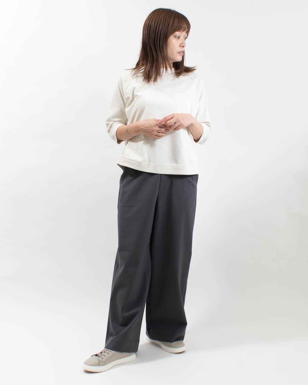 B-512009 BLUE LAKE MARKET アメリカンドライ天竺||ヘムラウンドラグランプルオーバー