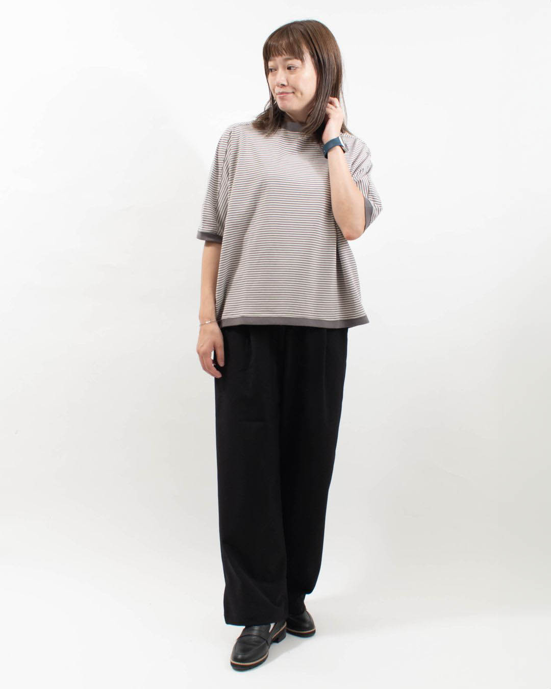 B-512012 BLUE LAKE MARKET アメリカンドライ天竺ボーダー||ドルマンボーダープルオーバー