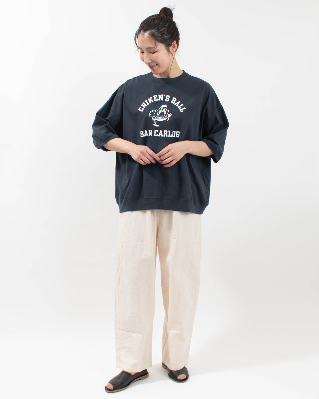 B-521036  BLUE LAKE MARKET 17/-BD 天竺プリントプルオーバー[CHIKEN’S BALL～]