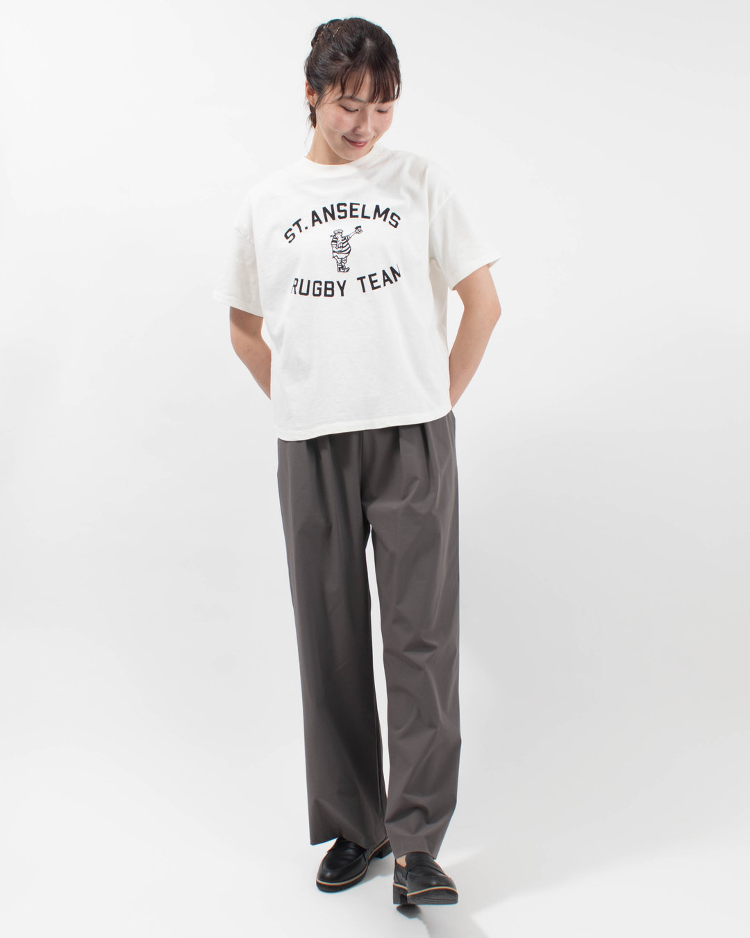 B-521048  BLUE LAKE MARKET アメリカンドライ天竺 ヘムラウンドプリントTee[ST.ANSELMS～]  