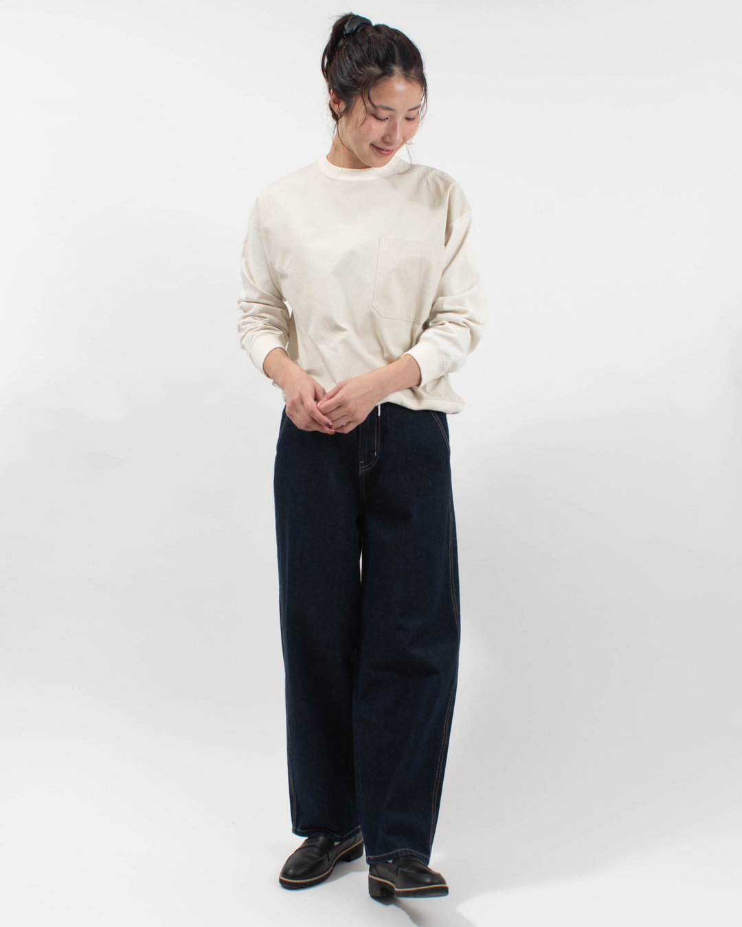 B-532025  BLUE LAKE MARKET アメリカンドライ天竺||/サニードライポプリン バイファブリック ドロストプルオーバー