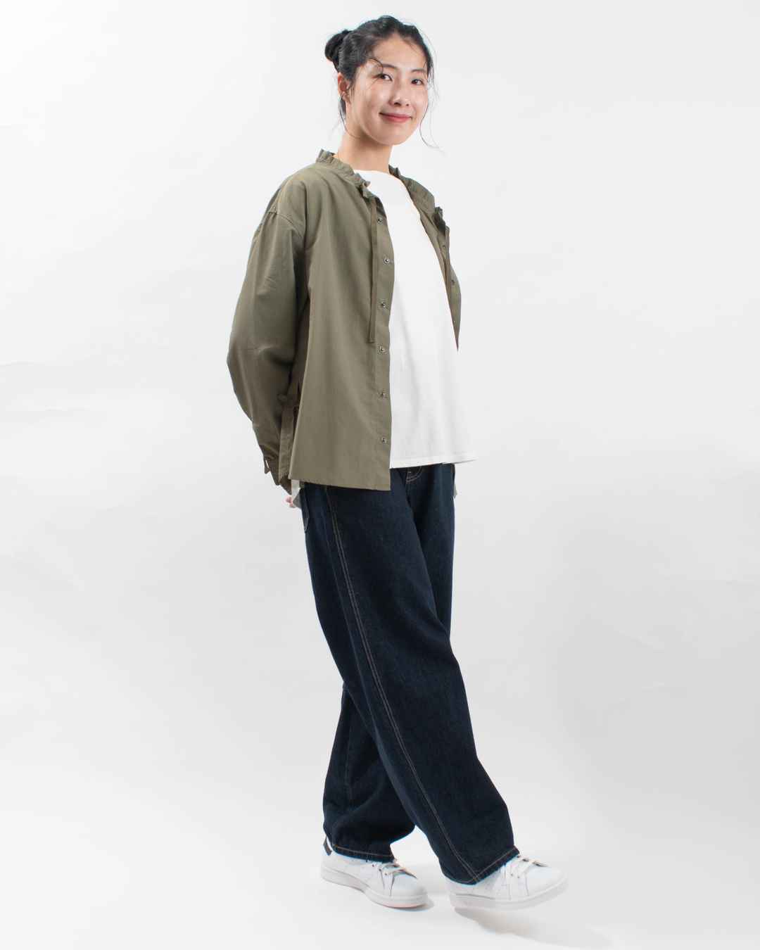 KF252TW00012 KIFFE RUFFLE COLLAR MILITARY SHIRT