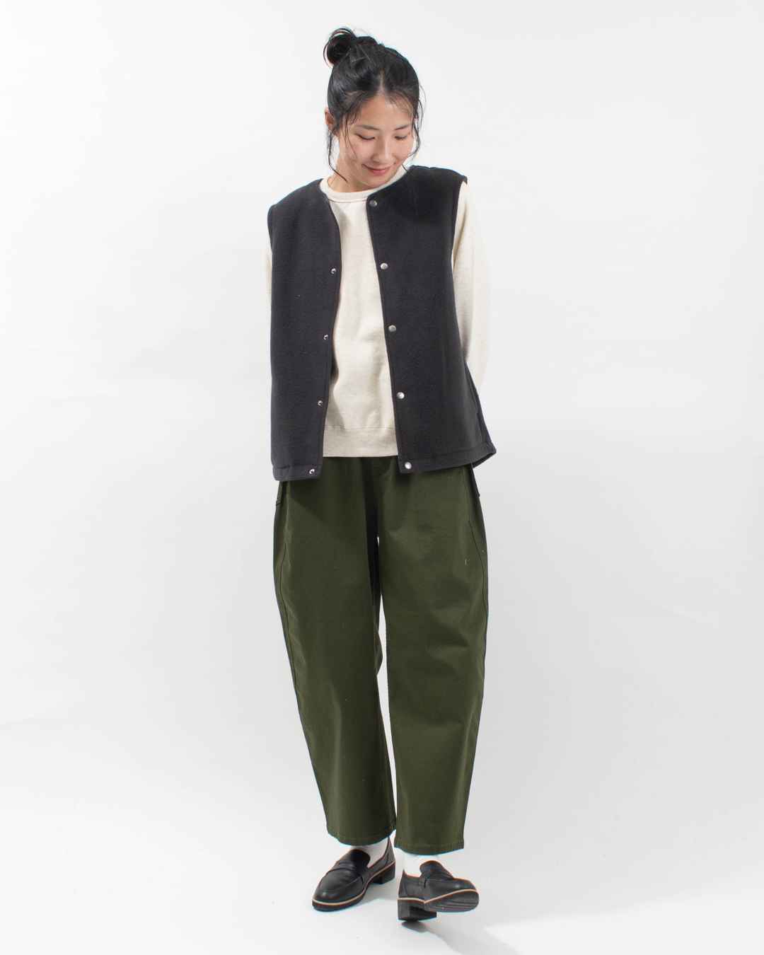 prit ウール混フリース ノーカラーベスト｜ナチュラルファッション