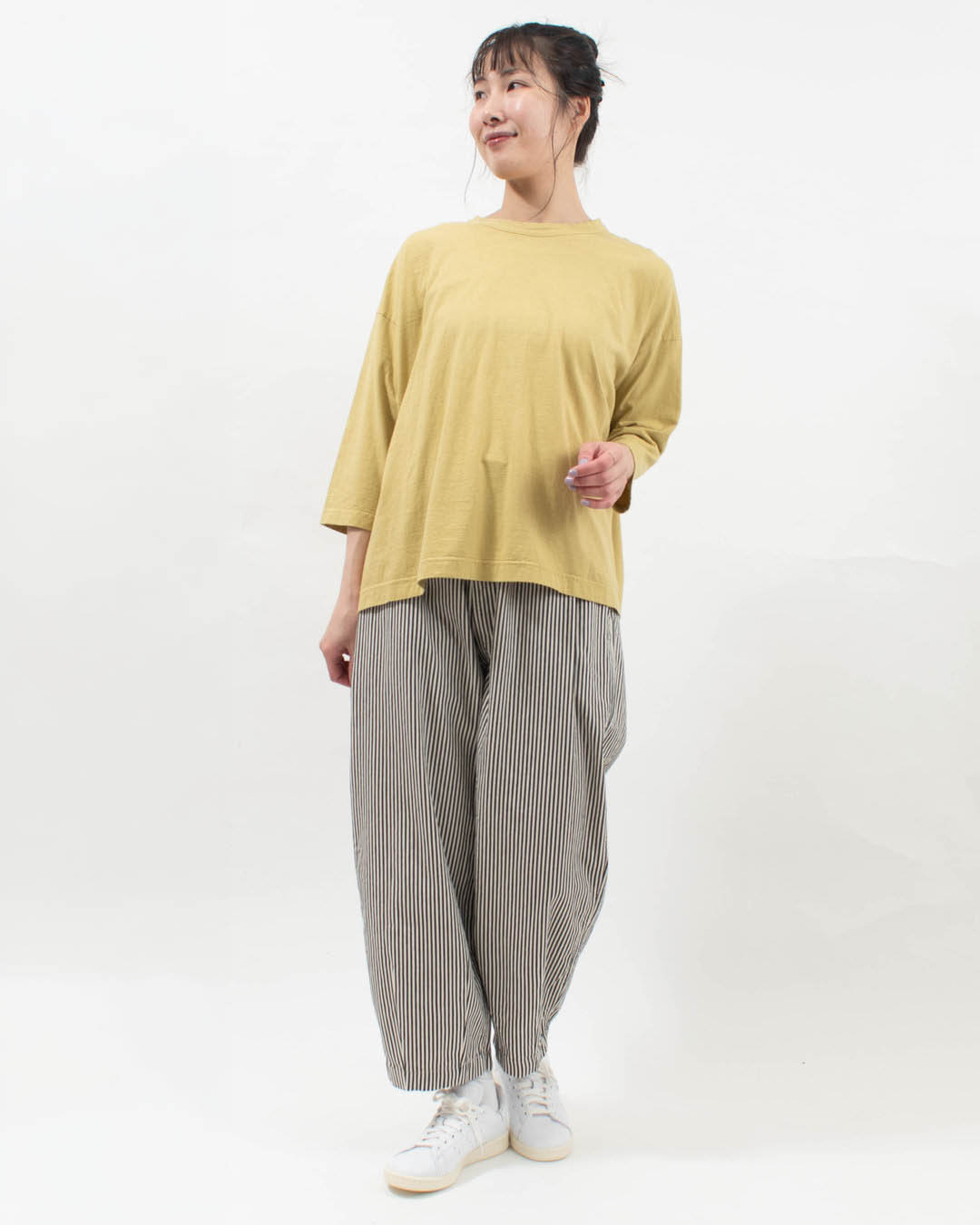 P91652  prit 30/1リサイクルムラ糸天竺7分袖ワイドＴシャツ