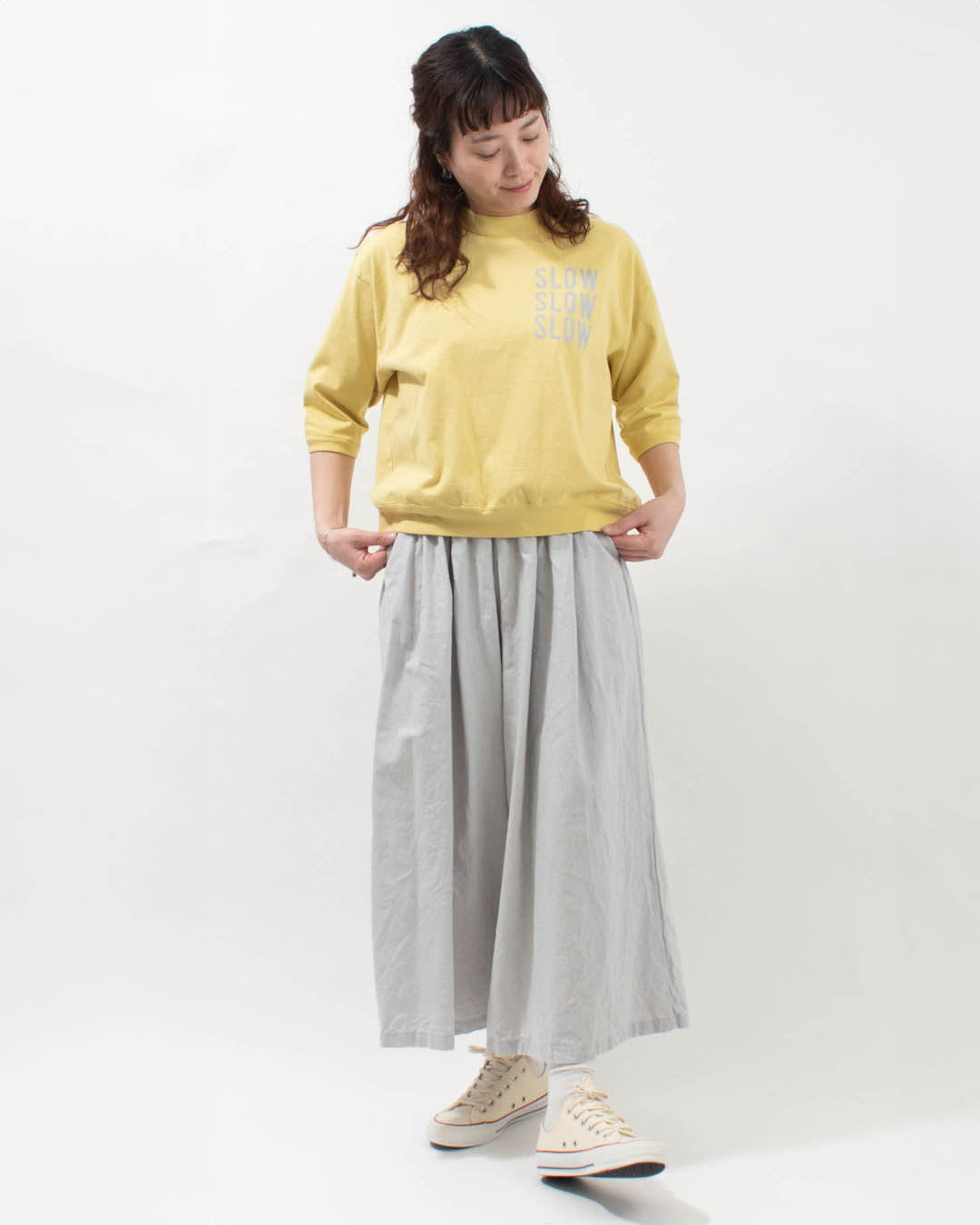 PPS-28266  PACIFIC PARK STORE 17/-BD天竺 七分袖プリントプルオーバー[SLOW SLOW SLOW]