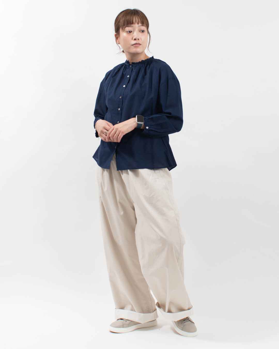 SO[ ] 綿サテンガーゼ フリルカラーブラウス｜ナチュラルファッション