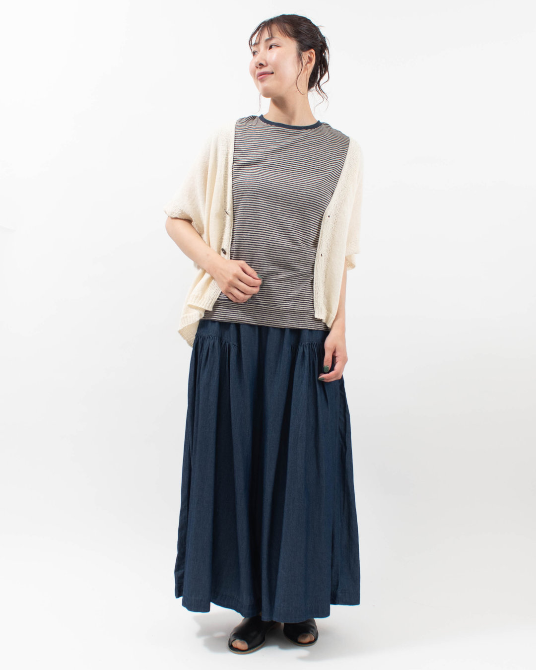 SA-0527  SO[ ] 麻カット フレンチ袖裾切替Tシャツ 