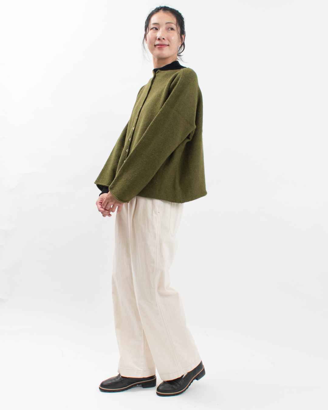 SB-1883 SO[ ] ウール100%ニット 横編み2WAYカーディガン