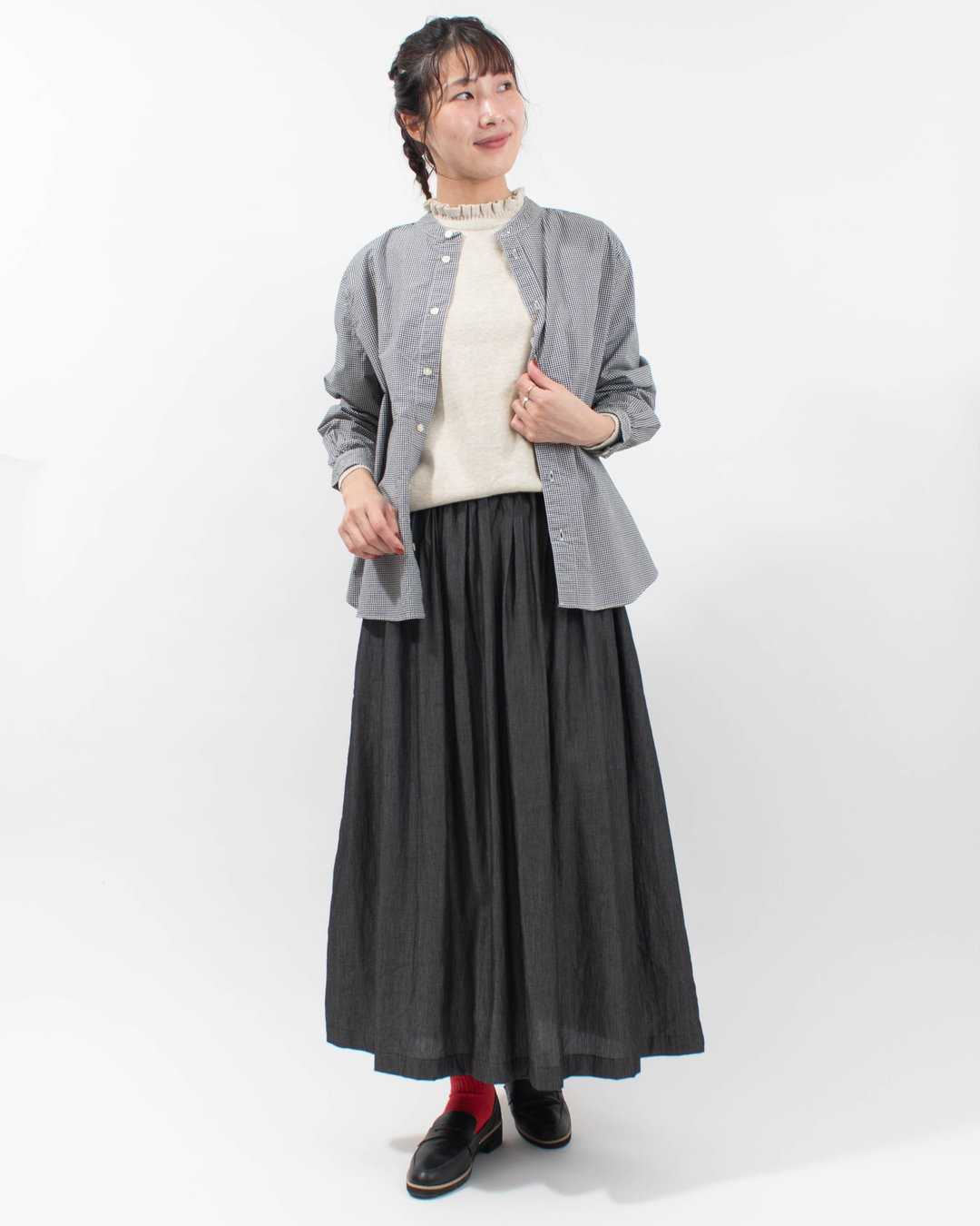 SB-2081  nuance of F 【SO × FIRST】別注 60ｓタイプライター ラウンドヘムスタンド衿長袖シャツ 