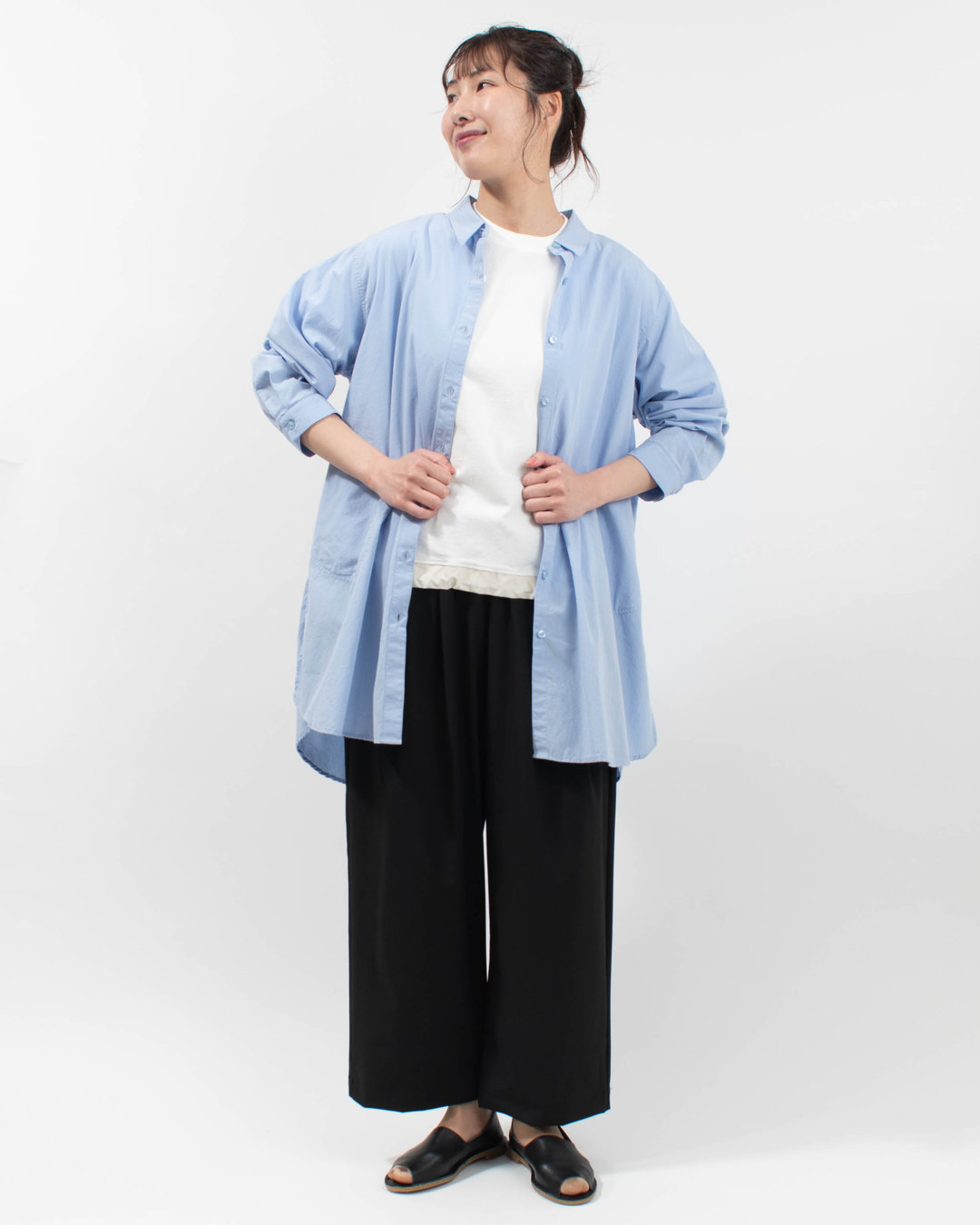 SET-3053  SETTEN 50/-ブロード近江晒加工 シームPK Aラインシャツ 