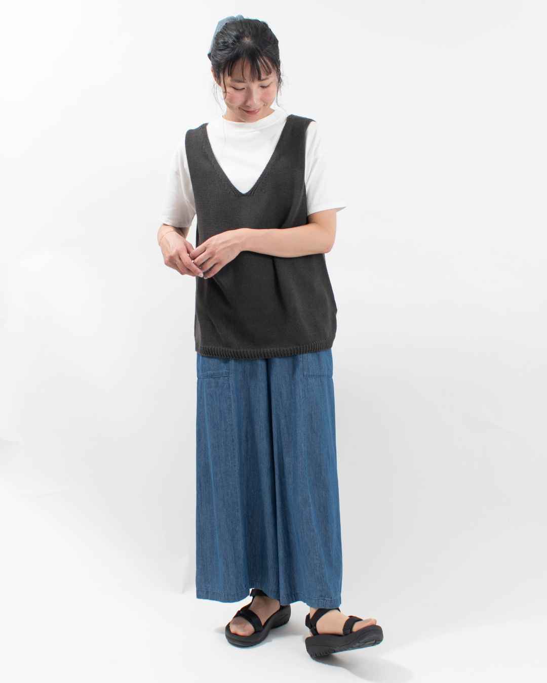 SO[ ] エスオー ヘンプコットン前後2WAY Vネックベスト SJ-0052 レディース 夏 ニットベスト ナチュラル ファッション コーデ 服 30代 40代 50代 カジュアル SO[ ] ヘンプコットン前後2WAY Vネックベスト｜ナチュラル