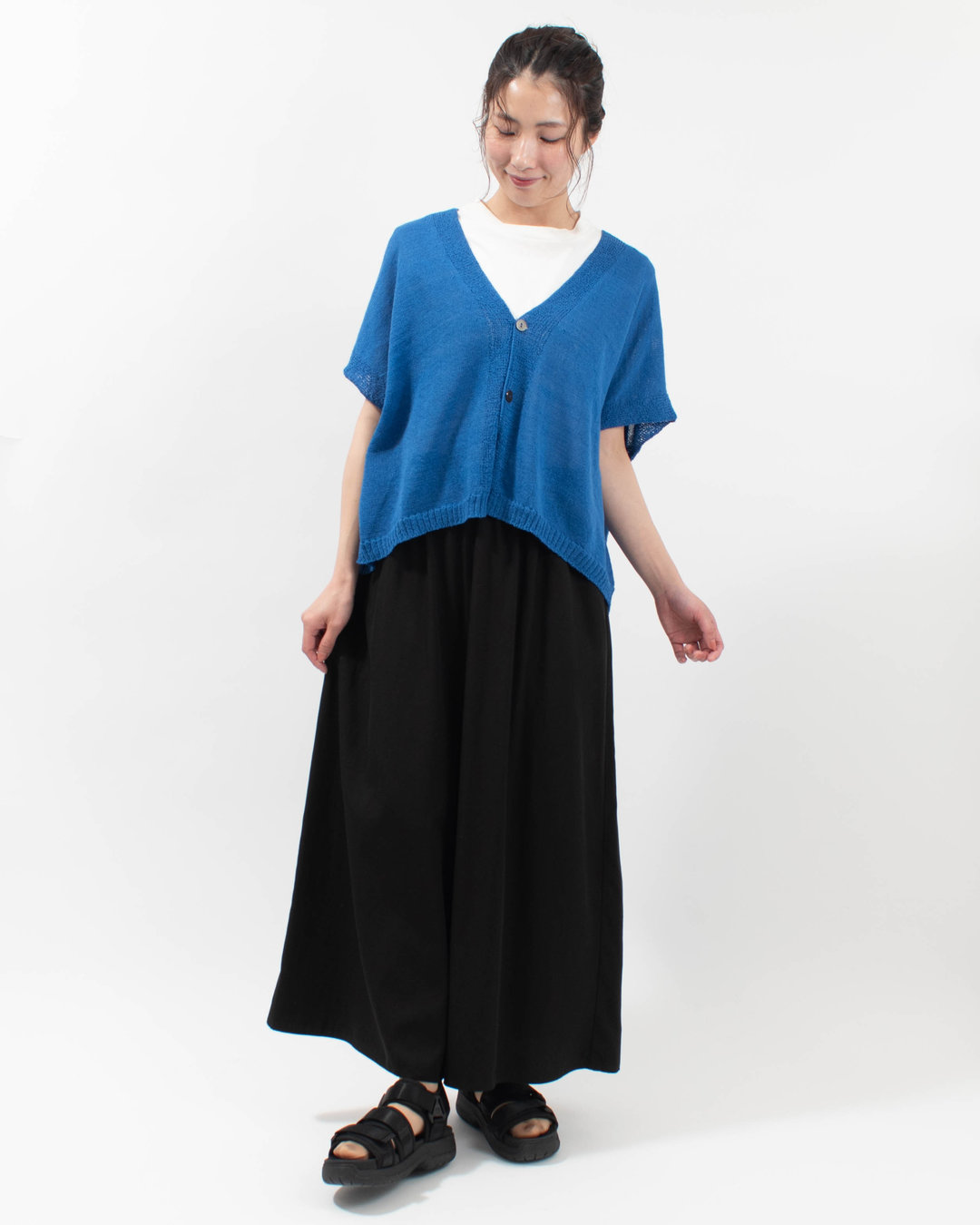 SJ-0095  SO[ ] ヘンプコットン×1/16和紙ニット ワイドカーディガン 