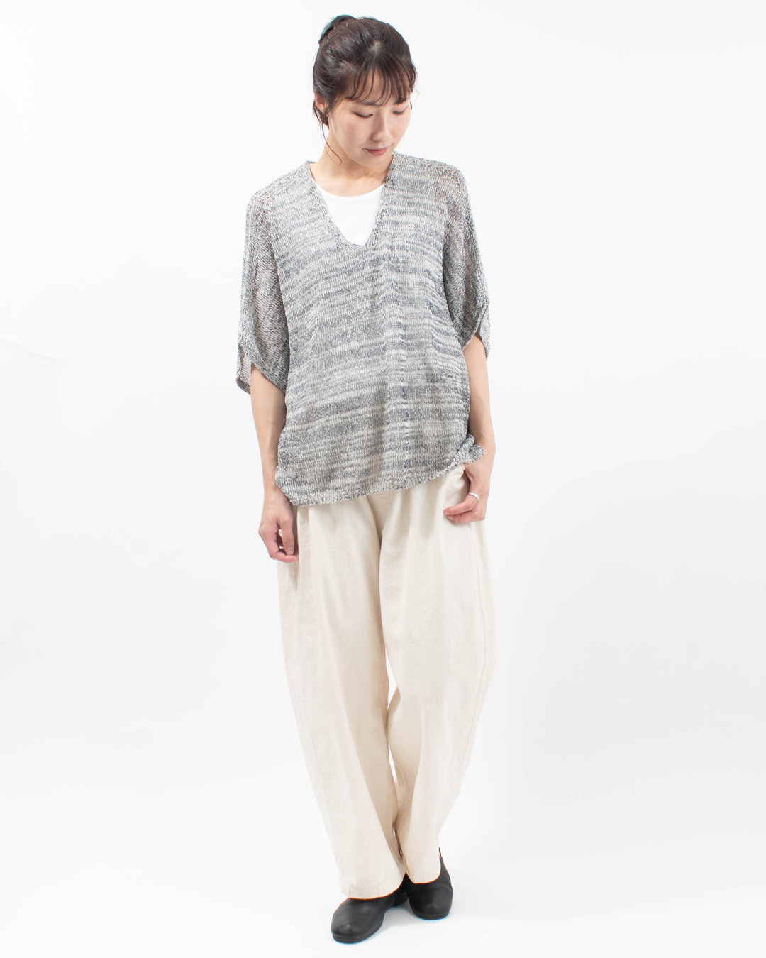 SJ-0104  SO[ ] WASHI mist Vネックドルマンプルオーバー