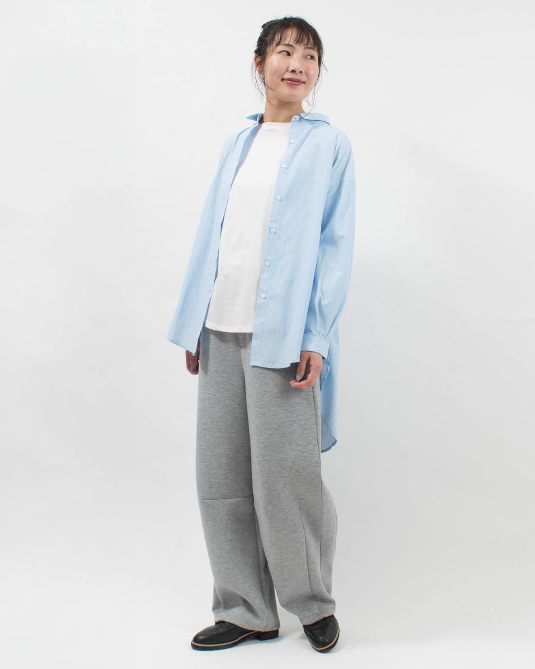 SK2007262  SUN VALLEY コットンドビーストライプ チュニックシャツ