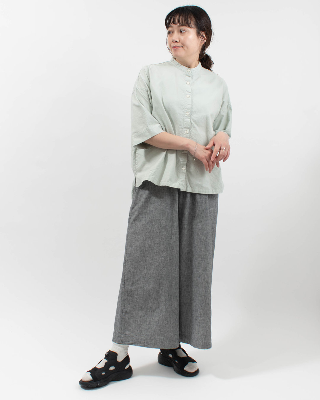 SK4025260  SUN VALLEY 製品染め オックス スタンドシャツ 