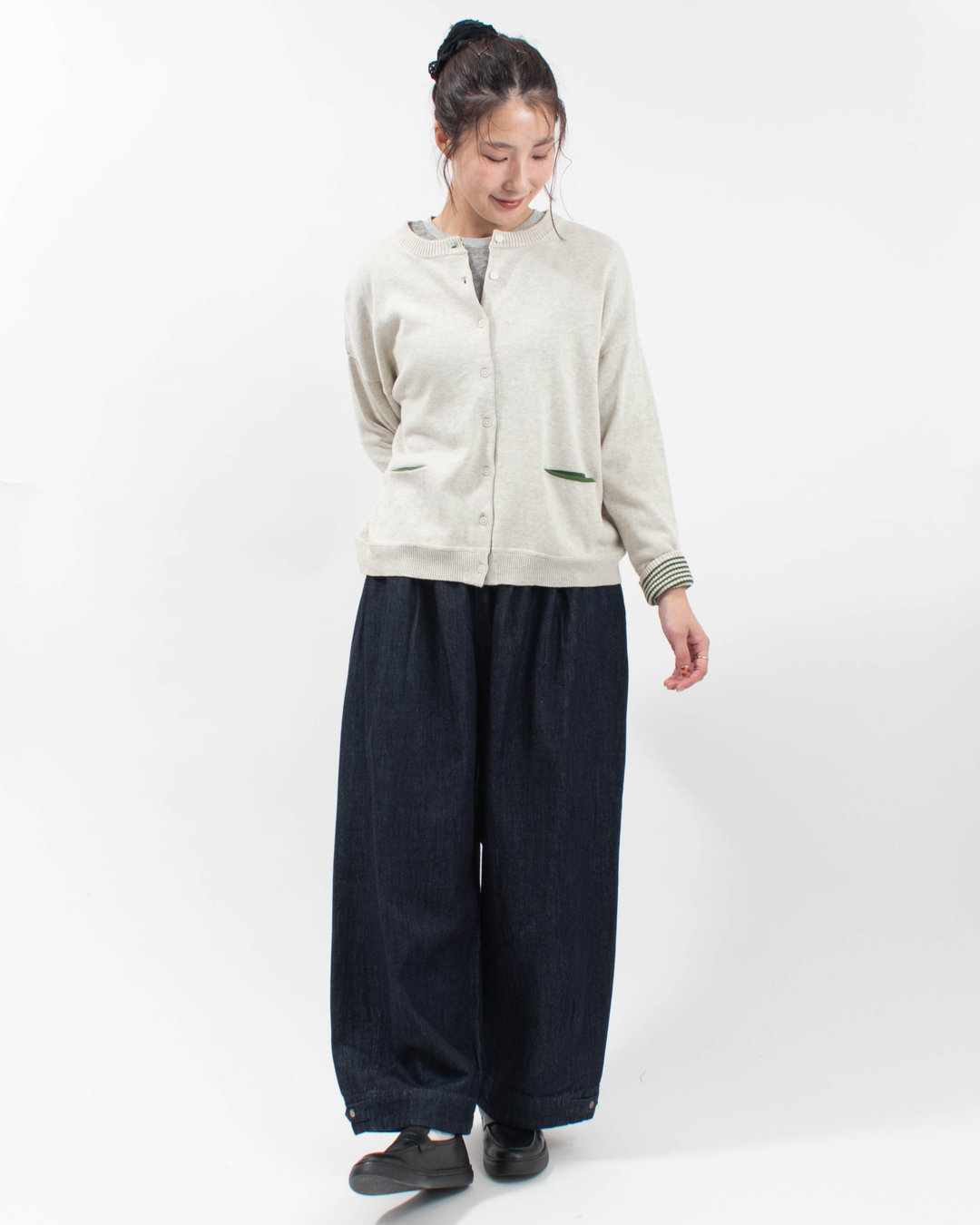 SK6059264  SUN VALLEY 10ozコットン甘織デニムワイドパンツ